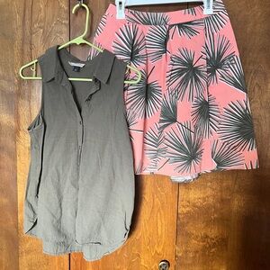 Universal Thread Pink and Hunter Green Skirt Set